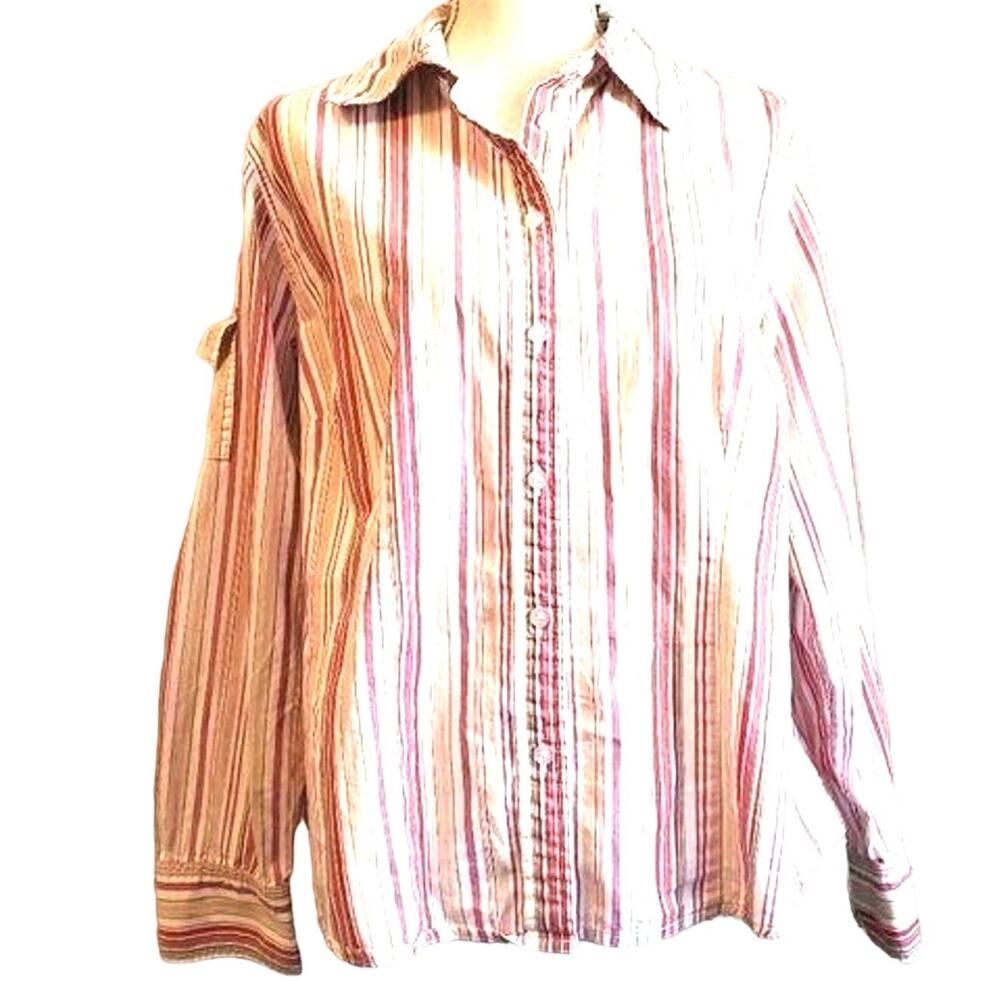 Pink Striped Top by i. e. Relaxed Woman Size 1X Versatile Vintage